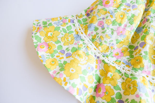 英國LIBERTY FABRICS有機棉花卉法式寬緣遮陽帽|Girl’s Liberty Print Organic Cotton Sunhat