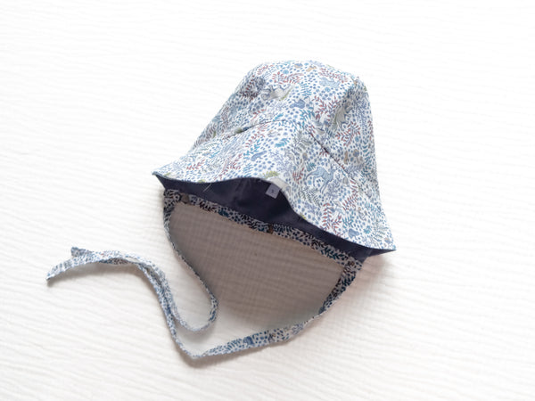 BOBO CHÉRIS 英國LIBERTY FABRICS歐式復古印花穿面穿戴嬰兒遮陽帽 - Feldberg Forest|LIBERTY FABRICS Reversible Vintage Baby Bonnet - Feldberg Forest