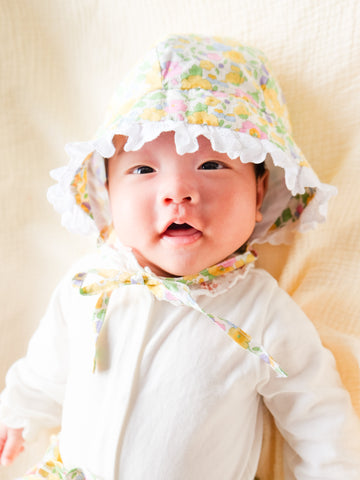 BOBO CHÉRIS 波波雪莉 英國LIBERTY有機棉法式復古蕾絲嬰兒帽｜LIBERTY Organic Cotton Vintage Baby Bonnet