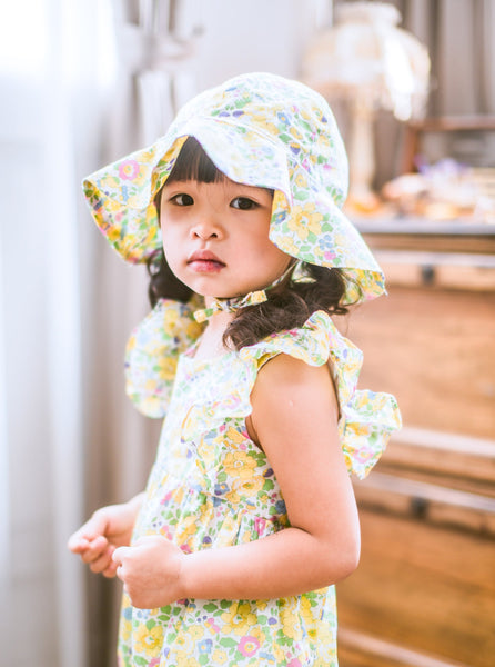 英國LIBERTY FABRICS有機棉花卉法式寬緣遮陽帽|Girl’s Liberty Print Organic Cotton Sunhat