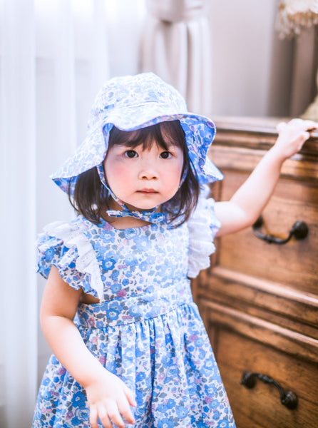 英國LIBERTY FABRICS有機棉花卉法式寬緣遮陽帽|Girl’s Liberty Print Organic Cotton Sunhat
