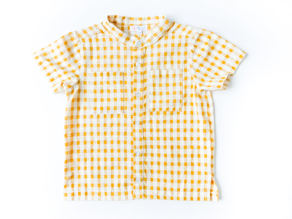 BOBO CHÉRIS 波波雪莉 Gabriel經典小立領黃格紋短袖襯衫 | Gabriel Boy's Short Sleeve Shirt - Yellow Gingham