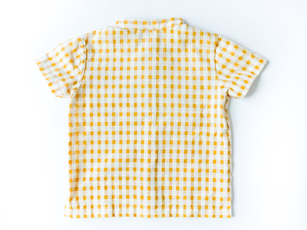 BOBO CHÉRIS 波波雪莉 Gabriel經典小立領黃格紋短袖襯衫 | Gabriel Boy's Short Sleeve Shirt - Yellow Gingham