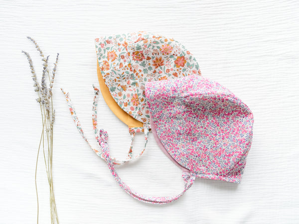 英國LIBERTY FABRICS歐式復古印花雙面穿戴嬰兒遮陽帽 - Wiltshire Bud｜LIBERTY FABRICS Reversible Vintage Baby Bonnet - Wiltshire Bud