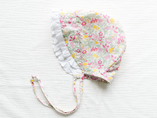 BOBO CHÉRIS 波波雪莉 英國LIBERTY有機棉法式復古蕾絲嬰兒帽｜LIBERTY Organic Cotton Vintage Baby Bonnet