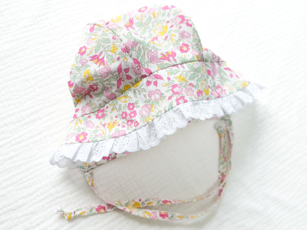 BOBO CHÉRIS 波波雪莉 英國LIBERTY有機棉法式復古蕾絲嬰兒帽｜LIBERTY Organic Cotton Vintage Baby Bonnet