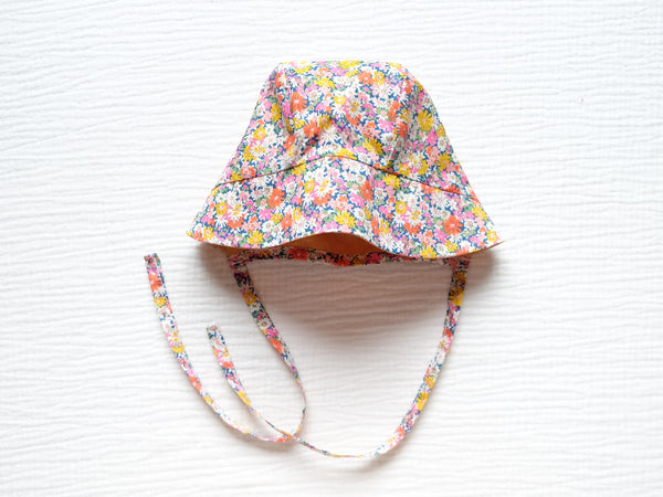 英國LIBERTY FABRICS歐式復古印花雙面穿戴嬰兒遮陽帽 - Libby｜LIBERTY FABRICS Reversible Vintage Baby Bonnet - Libby