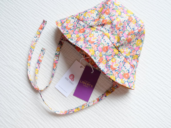 英國LIBERTY FABRICS歐式復古印花雙面穿戴嬰兒遮陽帽 - Libby｜LIBERTY FABRICS Reversible Vintage Baby Bonnet - Libby