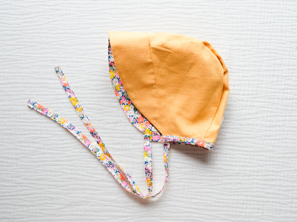 英國LIBERTY FABRICS歐式復古印花雙面穿戴嬰兒遮陽帽 - Libby｜LIBERTY FABRICS Reversible Vintage Baby Bonnet - Libby