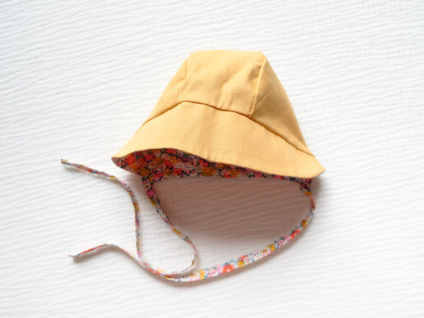 英國LIBERTY FABRICS歐式復古印花雙面穿戴嬰兒遮陽帽 - Libby｜LIBERTY FABRICS Reversible Vintage Baby Bonnet - Libby