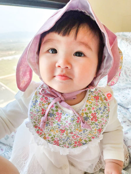 英國LIBERTY FABRICS棉麻兔寶寶嬰兒帽-莫蘭迪黃｜LIBERTY FABRICS Bunny Ears Baby Bonnet