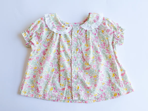 英國LIBERTY女童有機棉法式圓領短袖襯衫 | Girl’s Liberty Print Organic Cotton Charlotte Blouse Short Sleeves