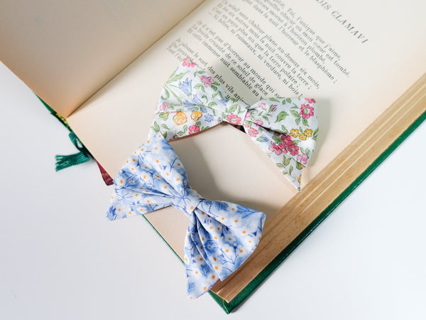 英國LIBERTY FABRICS兒童手工蝴蝶結波波髮夾(一組2入)｜Liberty Fabrics Kids Bow Hair Clips - Set of 2