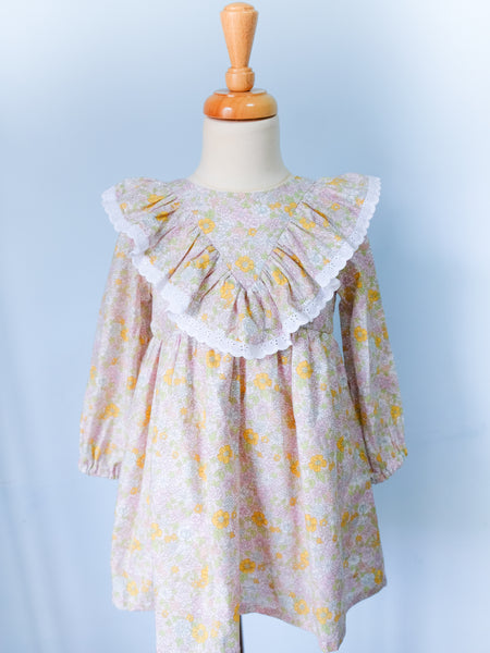 BOBO CHÉRIS 波波雪莉 日本純棉女童Louise凡爾賽花園荷葉V領印花洋裝 | Japanese Fabric Girl's Louise Dress