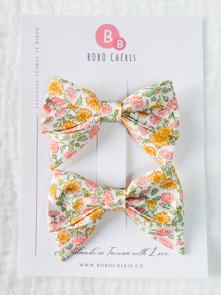 BOBO CHÉRIS 波波雪莉 英國LIBERTY FABRICS AW22兒童手工蝴蝶結波波髮夾(一組2入)｜Liberty Print Kids Bow Hair Clips - Set of 2