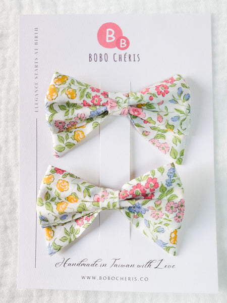 BOBO CHÉRIS 波波雪莉 英國LIBERTY FABRICS AW22兒童手工蝴蝶結波波髮夾(一組2入)｜Liberty Print Kids Bow Hair Clips - Set of 2