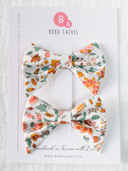 BOBO CHÉRIS 波波雪莉 英國LIBERTY FABRICS AW22兒童手工蝴蝶結波波髮夾(一組2入)｜Liberty Print Kids Bow Hair Clips - Set of 2