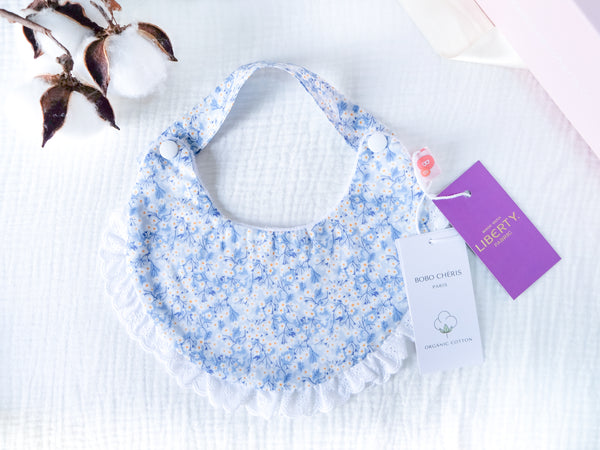 英國LIBERTY FABRICS法式有機棉寶寶圍兜(Mitsi Valeria 浪漫蜜希) | LIBERTY FABRICS Baby's Organic Cotton Reversible Bib with Lace Trim (Liberty Mitsi Valeria)